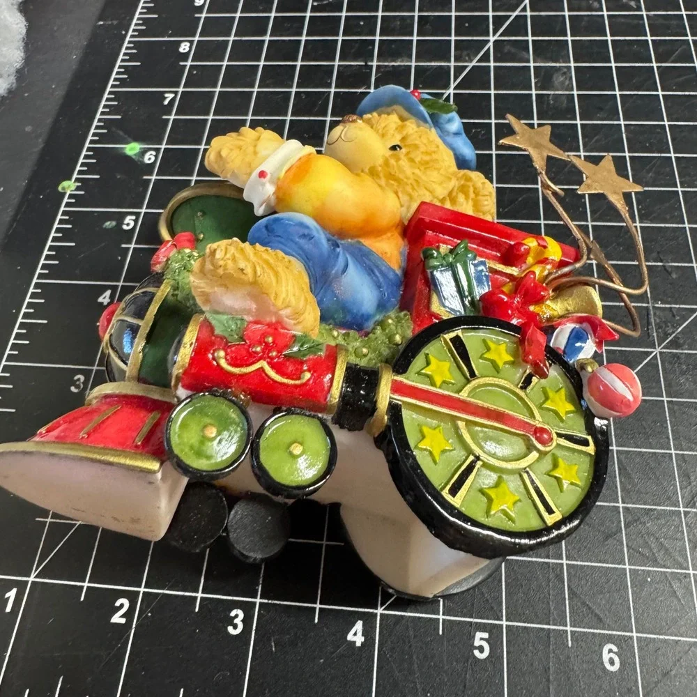 Vtg Robinsons May Christmas Teddy Bear Train Conductor Figurine Holiday Decor